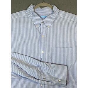 J McLaughlin Men's XL Seersucker Long Sleeve Blue Button Down Shirt Excellent UC